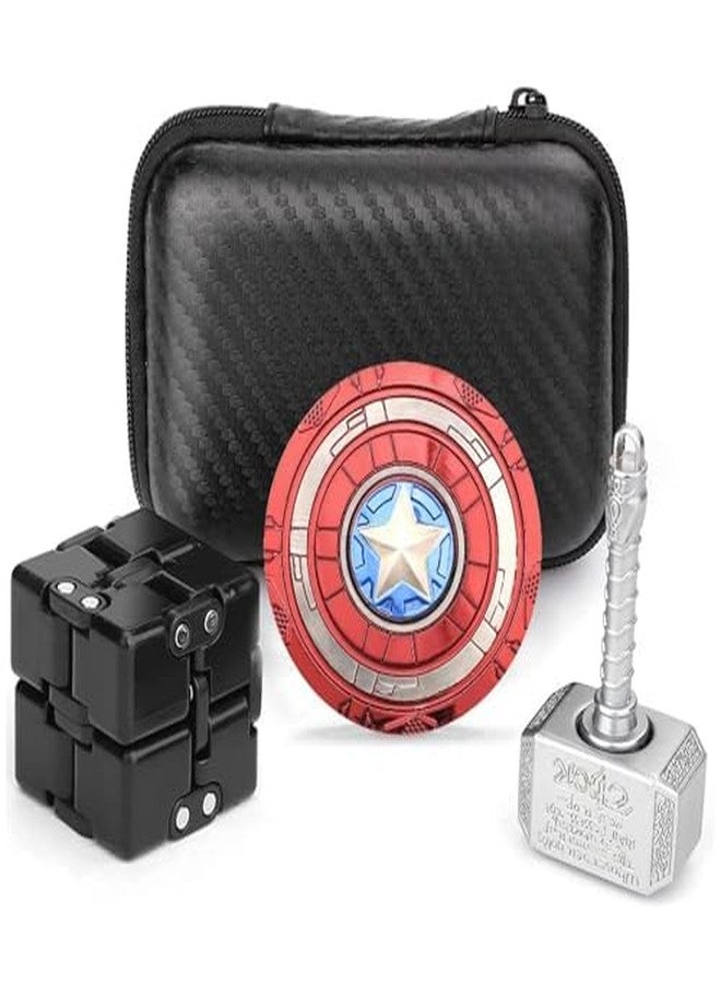Dilabnba Fidget Spinners Metal Toys 3 Pack for Kids Adults, Sensory Hand Fidget Infinity Cube Block Flippy Chain Hammer Shield Bulk Desk Toy, Party Favors for Goodie Bag Stuffers Classroom Prizes - Image 1